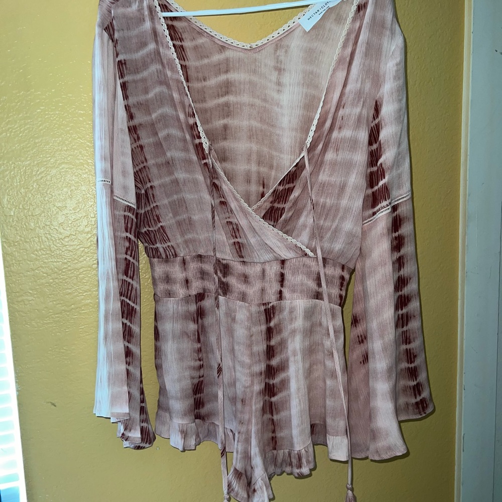 Nectar Clothing Pink Tie-Dye Romper M
